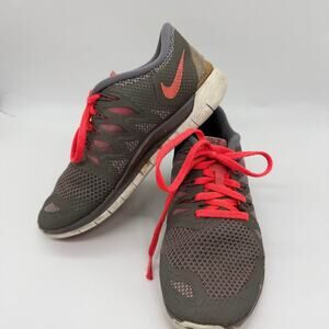 Sz 5.5 Women Nike Free 5.0 Running Shoes Grey Pink Sneakers